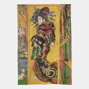 Japanse courtisane Oiran door Vincent van Gogh Theedoek