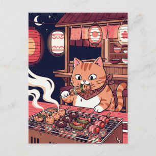 Japanse Curry Kat Ansichtkaart Briefkaart