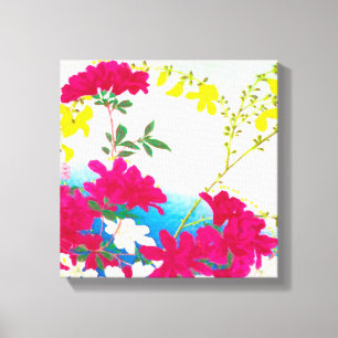 Japanse dagleugens - magenta, geel blauw canvas afdruk
