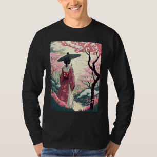 Japanse Dame met Paraplu kersenbloesem Tuin T-shirt