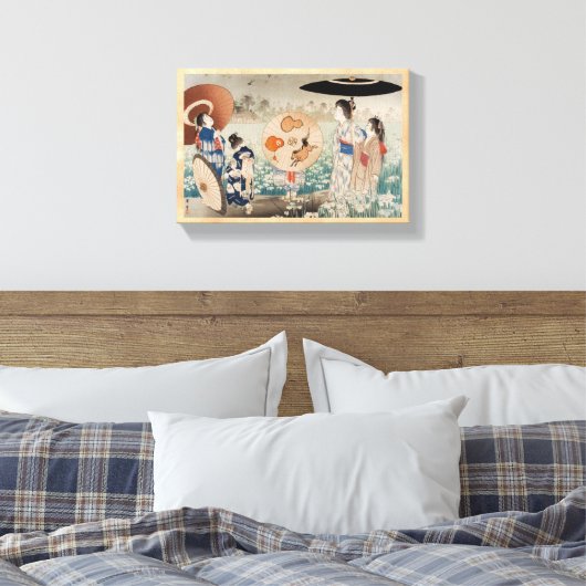 japanse dames met paraplu canvas afdruk (Insitu (Slaapkamer))