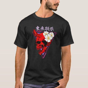 Japanse demon Flower Skull Horn Wiccan Pagan Otak T-shirt