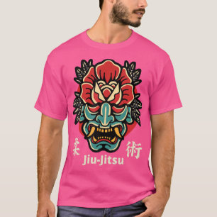 Japanse Demon Oni Masker Kabuki Jiu-Jitsu Kanji T-shirt