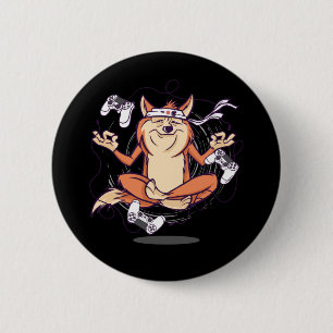 Japanse Dog Shiba Inu Gaming Ronde Button 5,7 Cm