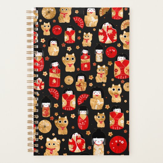 Japanse dollen - Kokeshi en Maneki Neko Cats Planner (Voorkant)
