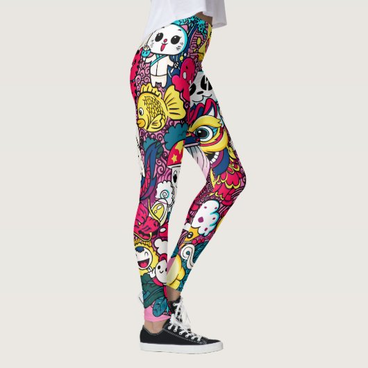 Japanse doodle Art Leggings (Rechts)