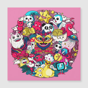 Japanse Doodle Art Magnetische Kaart