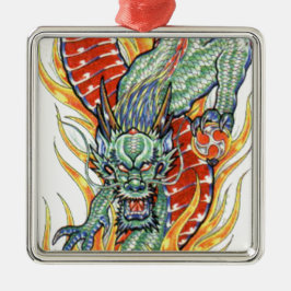 Japanse draak en Lotus Flower Metalen Ornament