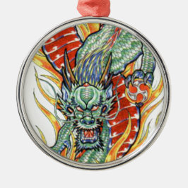 Japanse draak en Lotus Flower Metalen Ornament