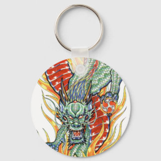 Japanse draak en Lotus Flower Sleutelhanger