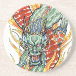 Japanse draak en Lotus Flower Zandsteen Onderzetter