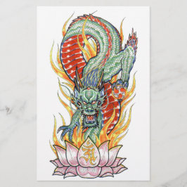 Japanse Draak en Lotusbloem Briefpapier