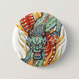 Japanse Draak en Lotusbloem Ronde Button 5,7 Cm