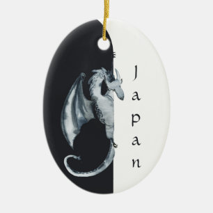 Japanse draak Japan Black, witte kerst Keramisch Ornament