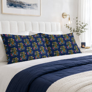 Japanse Draak Koi Lotus Mythische Aziatische Blauw Kussensloop