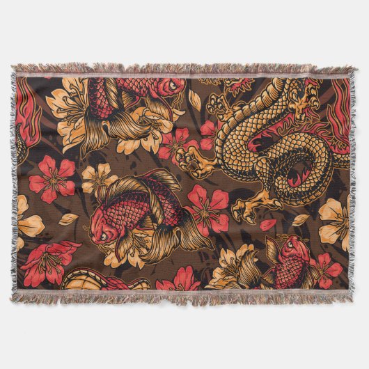 Japanse draak koi patroon. deken (Voorkant)