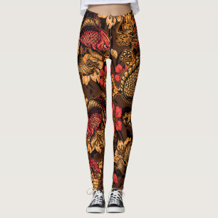 Japanse draak koi patroon. leggings