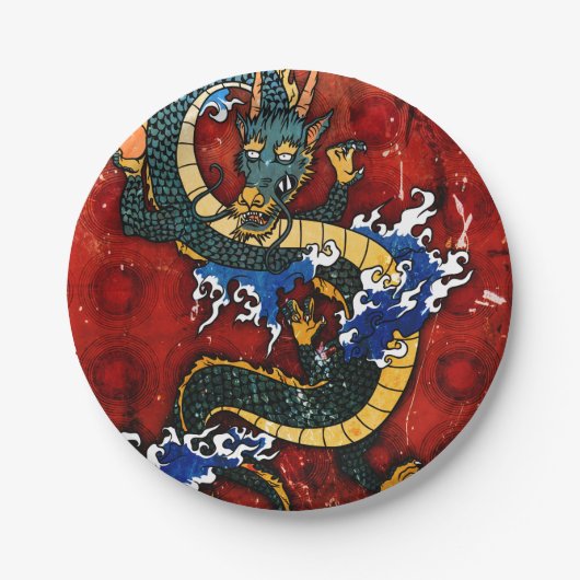 Japanse draak papieren bordje (Voorkant)