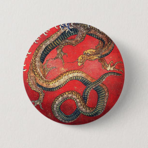 Japanse draak ronde button 5,7 cm