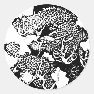 Japanse draak ronde sticker