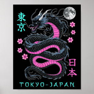 Japanse draak Tokio Japan jaren 80 Aziatische myth Poster