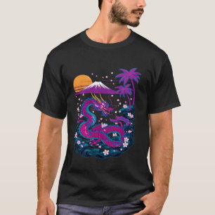Japanse Draak Tokyo Aziatische retro 80er stijl T-shirt