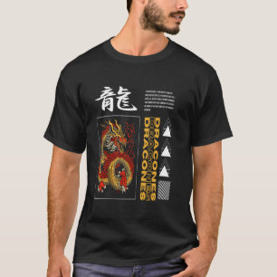 Japanse Draak Tokyo Aziatische retro 80s stijl T-shirt
