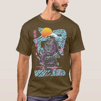 Japanse Dragon Kanji Asian Demon Sakura Vaporwave T-shirt