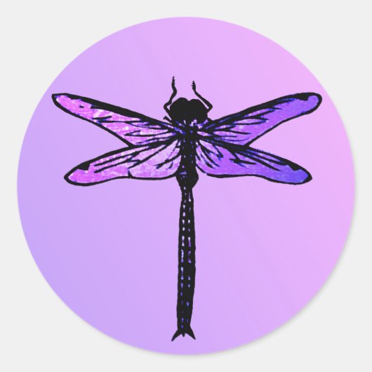  Japanse dragonfly, amethyst paars Ronde Sticker (Voorkant)