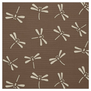Japanse Dragonfly Patroon, Cream en Taupe Tan Stof