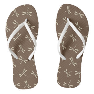 Japanse Dragonfly Patroon, Cream en Taupe Tan Teenslippers