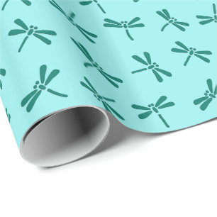 Japanse Dragonfly Pattern, Turquoise en Aqua Cadeaupapier