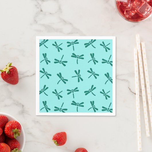 Japanse Dragonfly Pattern, Turquoise en Aqua Servetten (Insitu)