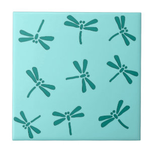 Japanse Dragonfly Pattern, Turquoise en Aqua Tegeltje
