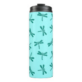 Japanse Dragonfly Pattern, Turquoise en Aqua Thermosbeker (Voorkant)