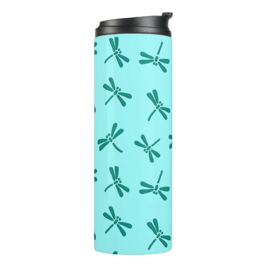 Japanse Dragonfly Pattern, Turquoise en Aqua Thermosbeker (Gedraaid links)
