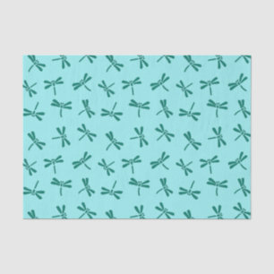 Japanse Dragonfly Pattern, Turquoise en Aqua Tissuepapier