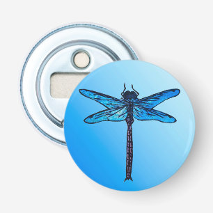 Japanse dragonfly, saffierblauw Button Flesopener