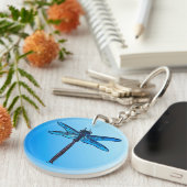  Japanse dragonfly, saffierblauw Sleutelhanger (Voorkant Rechts)