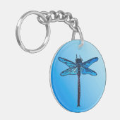  Japanse dragonfly, saffierblauw Sleutelhanger (Voorkant Links)