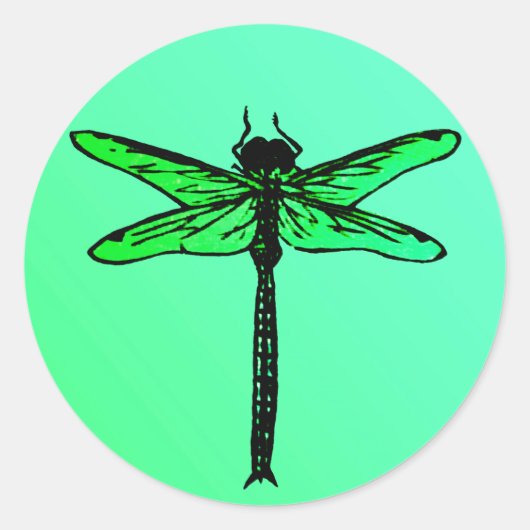 Japanse Dragonfly, smaragdgroen Ronde Sticker (Voorkant)