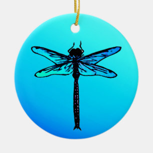  Japanse dragonfly, Turquoise Blue Ceramic Keramisch Ornament