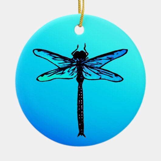 Japanse dragonfly, Turquoise Blue Ceramic Keramisch Ornament (Voorkant)