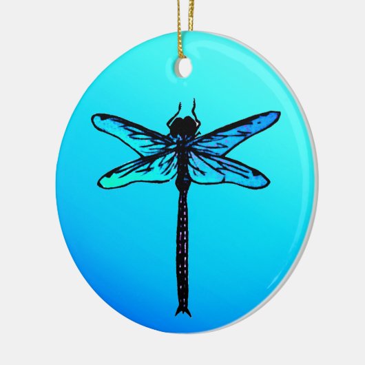 Japanse dragonfly, Turquoise Blue Ceramic Keramisch Ornament (Links)