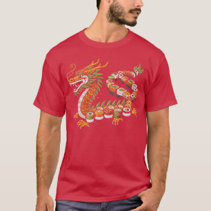 Japanse Draken Sushi Grappig Japans Voedsel Kunst T-shirt
