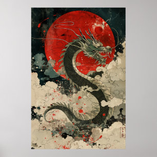 Japanse Draken Ukiyo-e – Poster met mythische krac