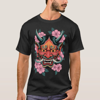 Japanse Duivel Kersenbloesem Yokai Duivel Hannya T-shirt