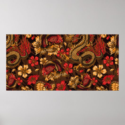 japanse elementen naadloos met fa poster (Voorkant)