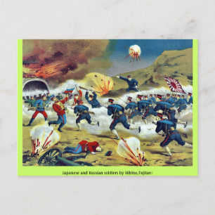 Japanse en Russische soldaten door Hibino, Fujitar Briefkaart