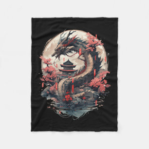 Japanse Esthetische Draak Japanse Kunst Japan Tatt Fleece Deken